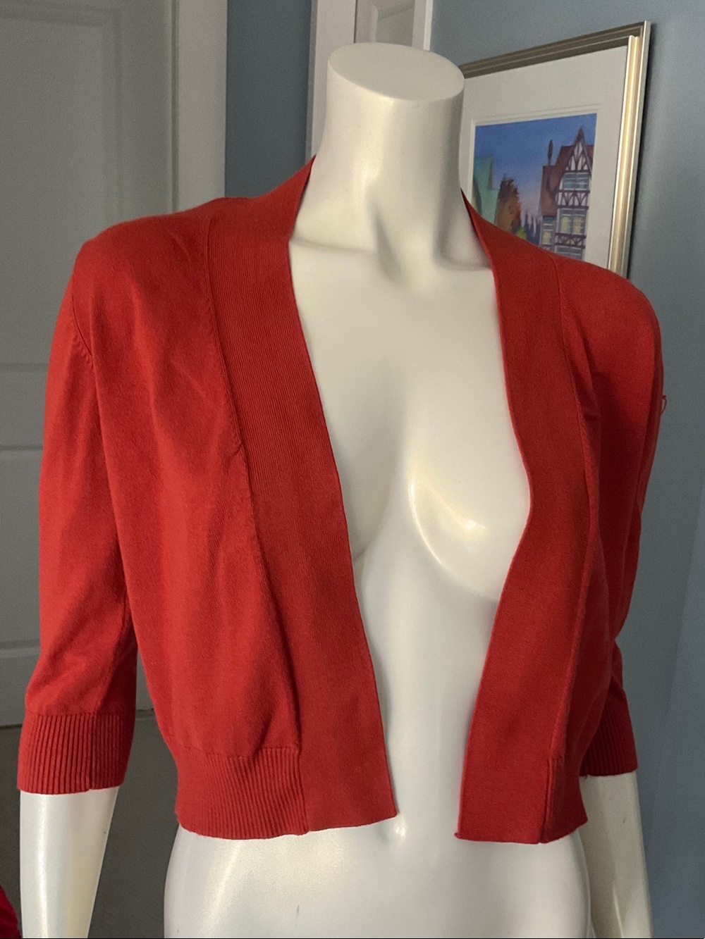 Cielo Cropped Open-Front Shrug in Burnt Orange